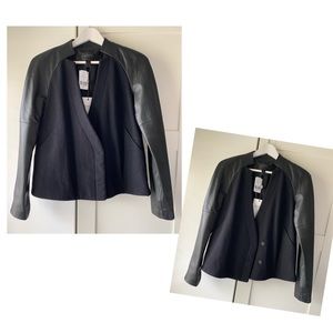 NWT Danier Wool & Leather Jacket Unique Neckline